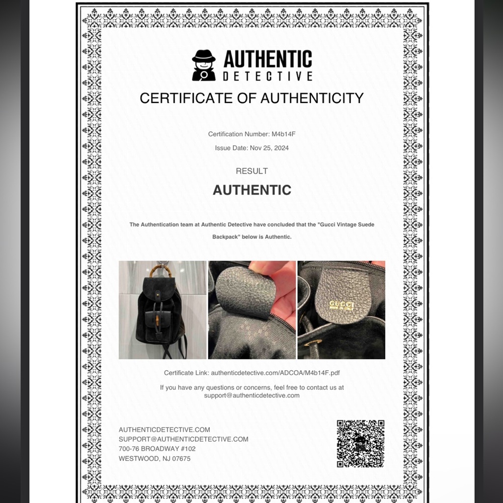 Gucci Mini Bamboo Backpack in Black Suede with COA EUC - Picture 3 of 17